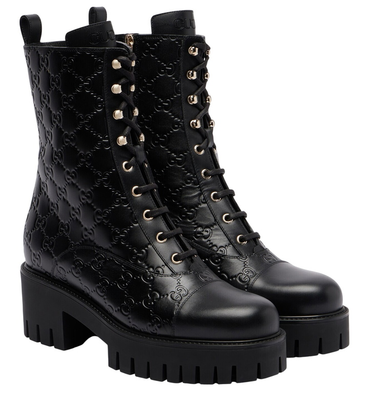 Photo: Gucci GG leather lace-up boots