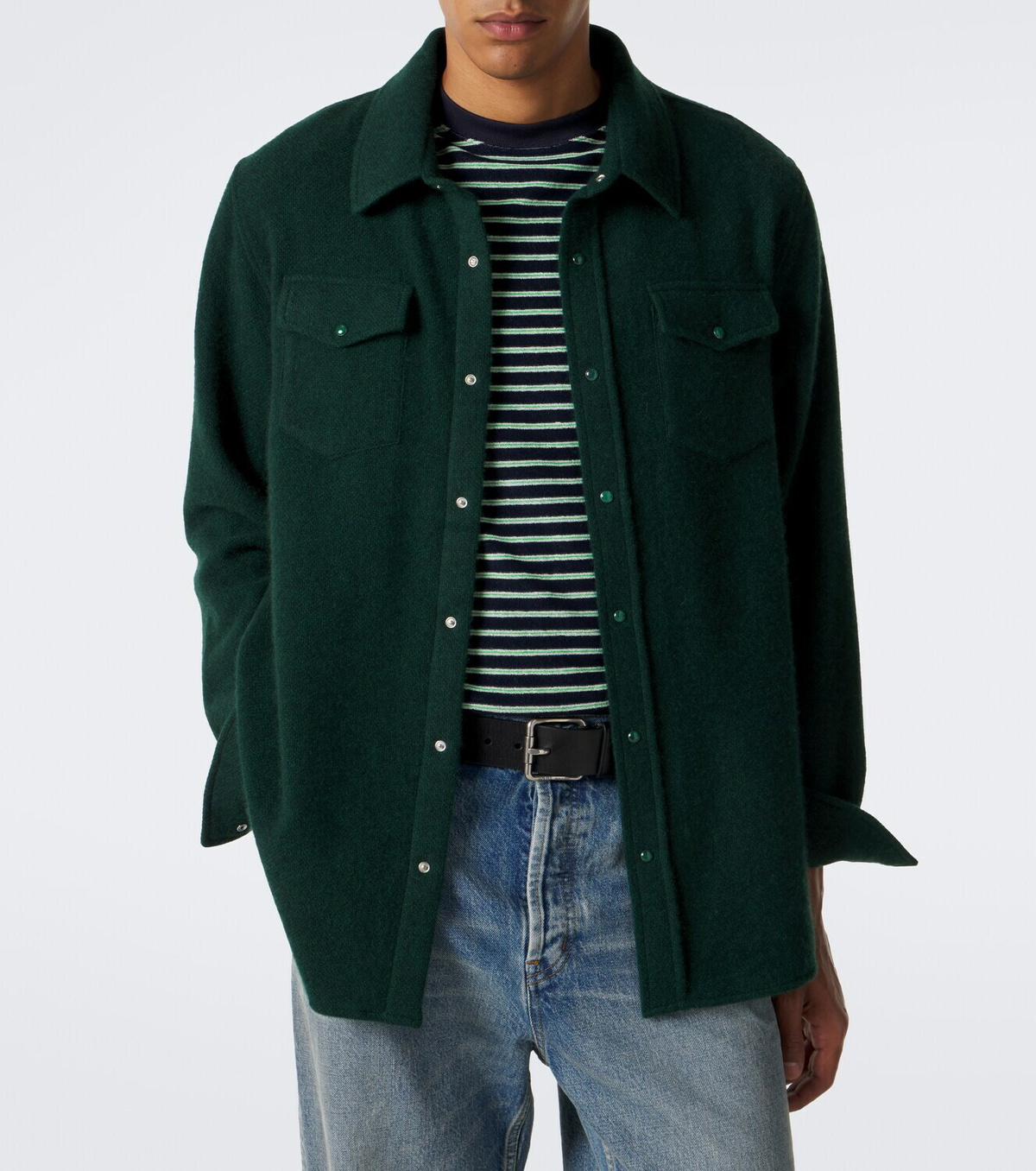 God's True Cashmere Cashmere shirt with malachite