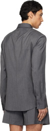 We11done Gray Wool Tie Shirt