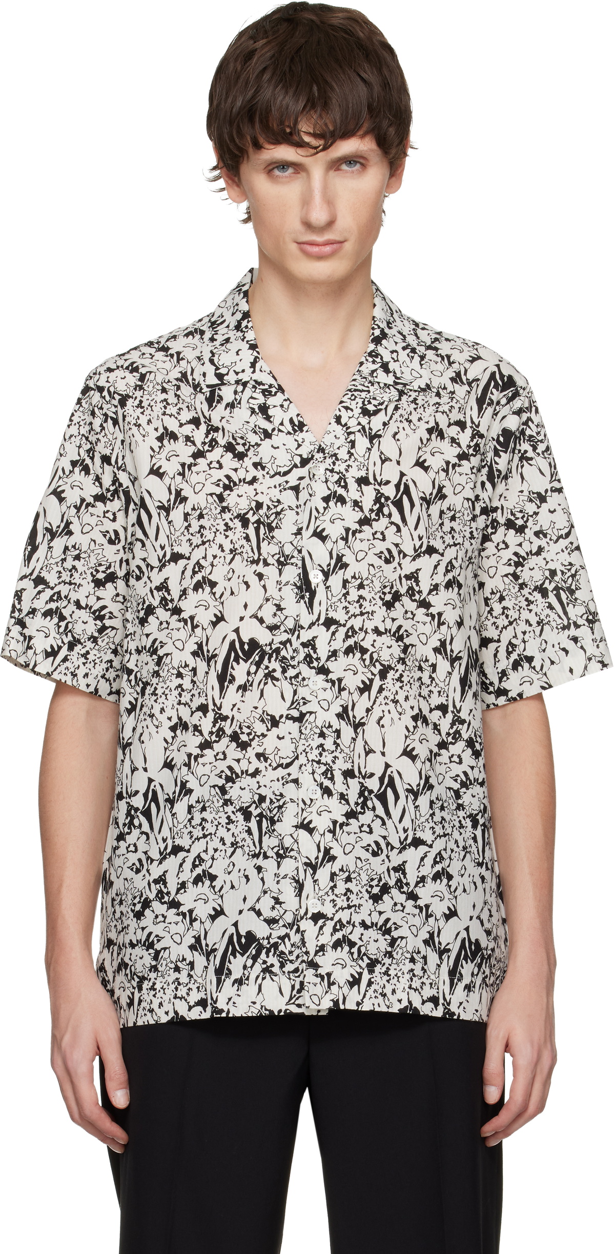 Paul Smith Black & White 'Avant Garden' Print Short-Sleeve Shirt