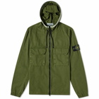 Stone Island Men's Garment Dyed Hooded Shirt Jacket in Olive