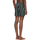 Bather Black and Green Striped Swim Shorts