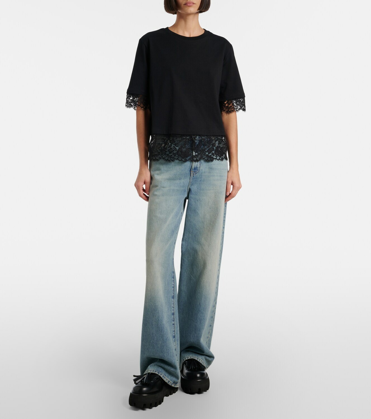 McQueen Cotton lace T-shirt