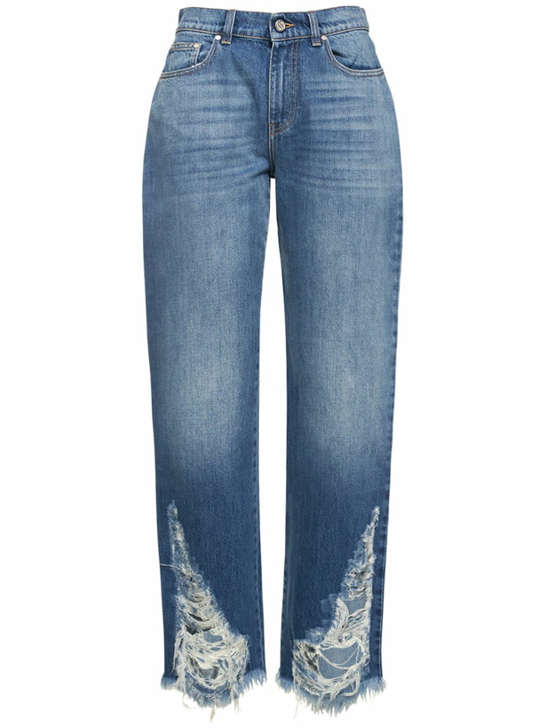 Photo: STELLA MCCARTNEY - Low Rise Distressed Cotton Denim Jeans