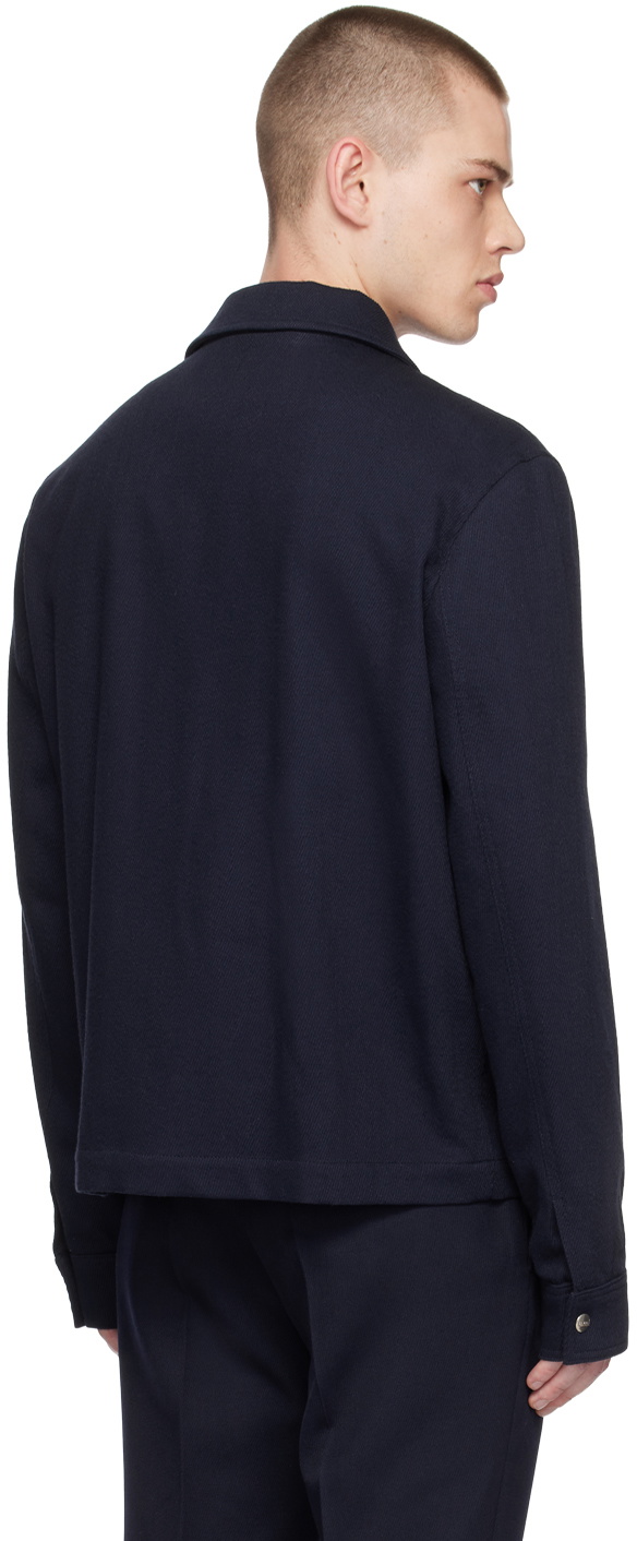 AMI Alexandre Mattiussi Navy Press-Stud Jacket