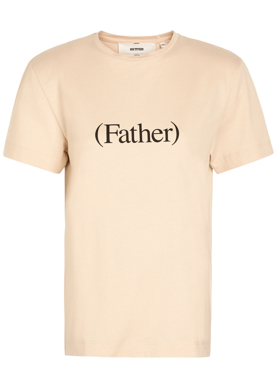 Bettter Father Printed Cotton T-shirt Beige