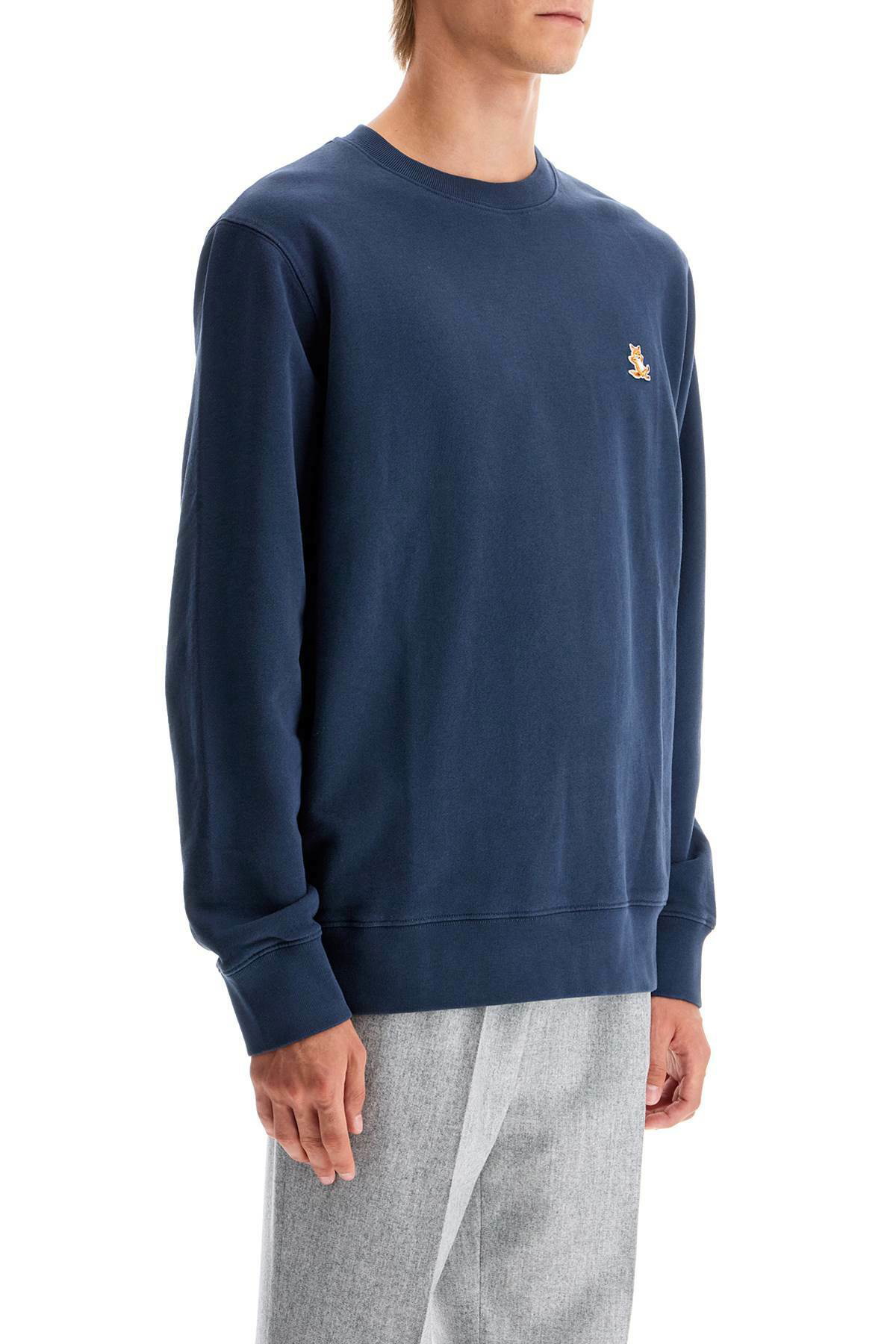 【Maison Kitsune】Unisex Chillax Fox Patch Sweatshirt_Blue MAISON KITSUNE 'chillax fox patch sweat Blue Maison Kitsune