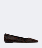 Aeyde Cassy zebra-print calf hair ballet flats
