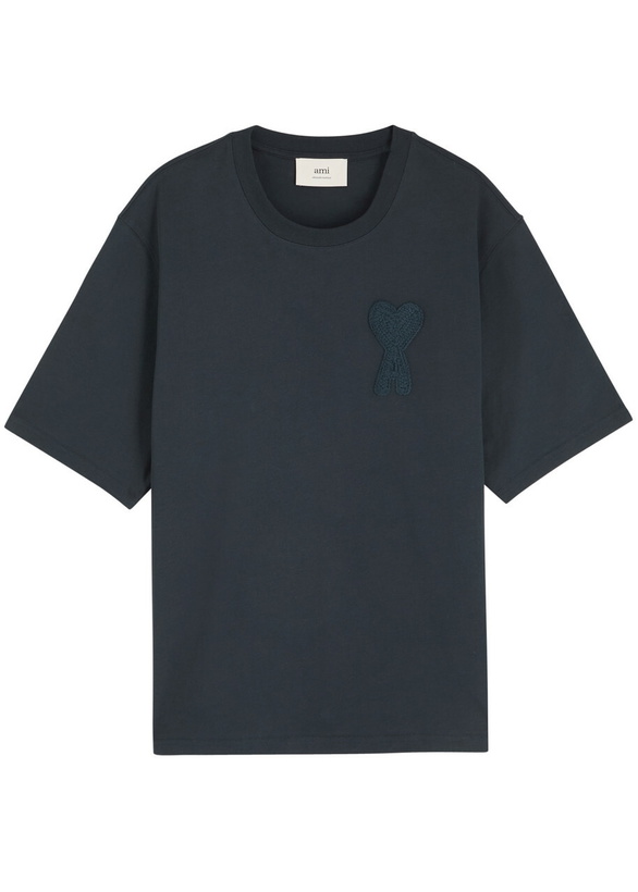 Photo: Ami Paris Logo-appliqué Cotton T-shirt Navy