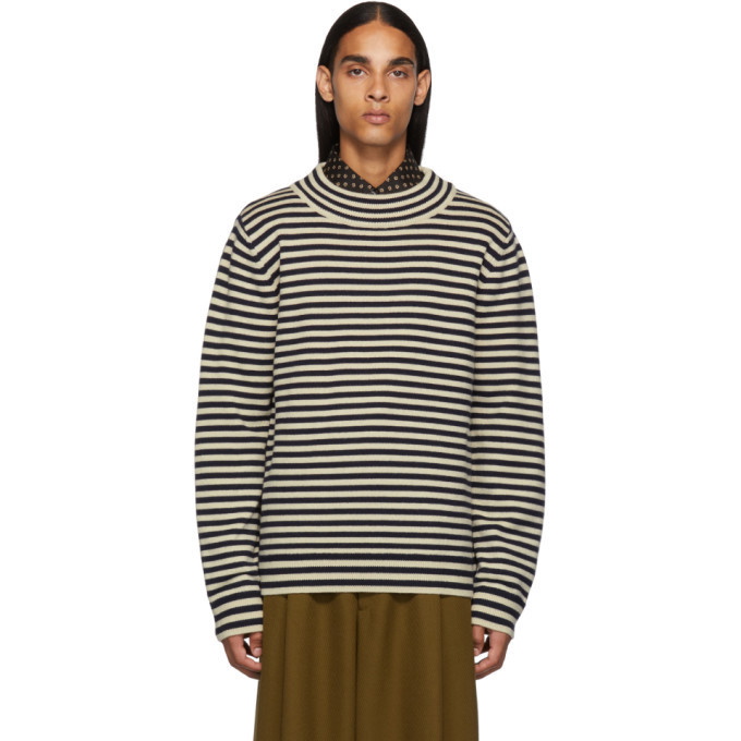 Photo: Dries Van Noten Navy and Off-White Taurus Sweater