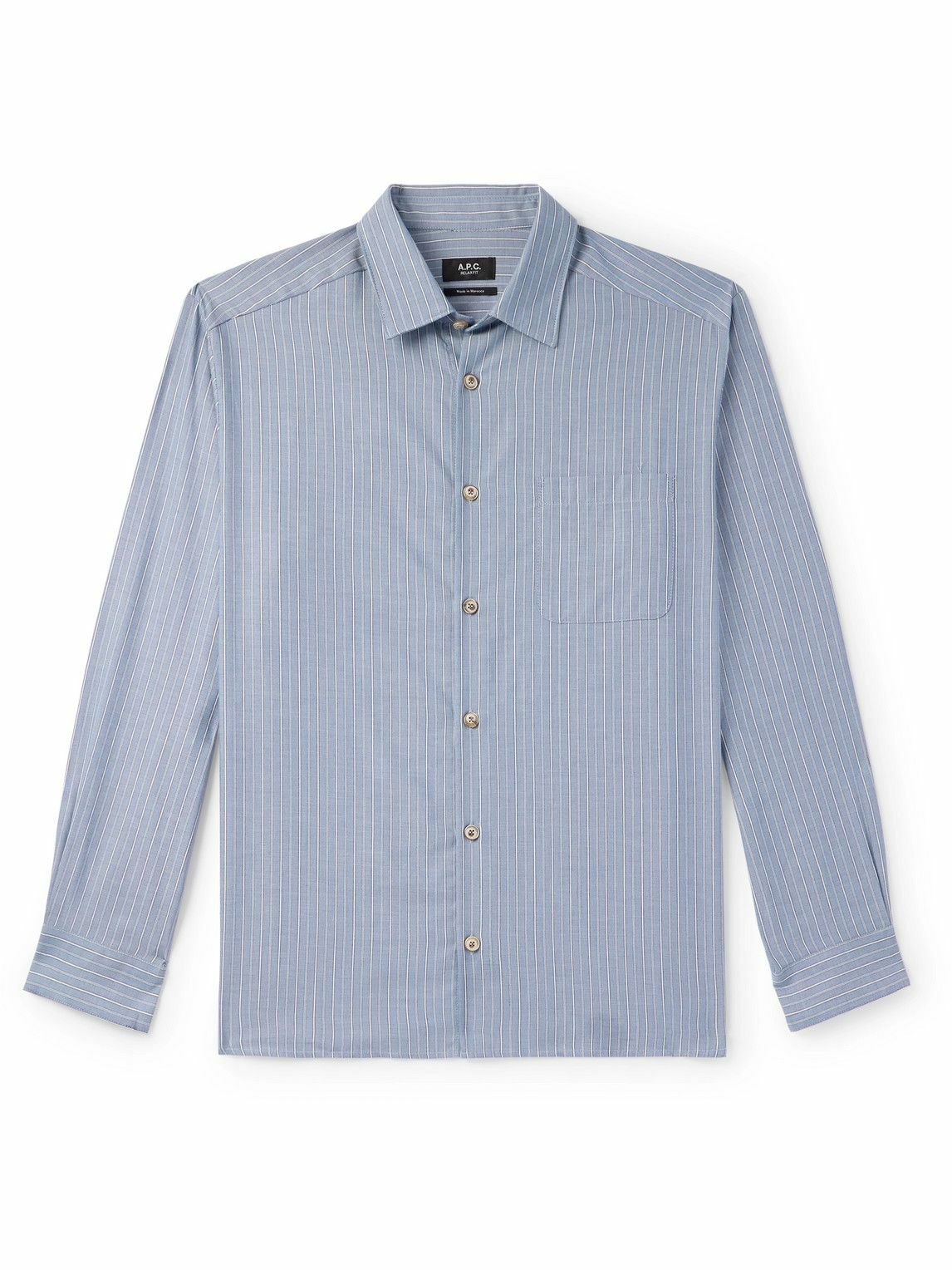 A.P.C. - Malo Striped Cotton and Wool-Blend Twill Shirt