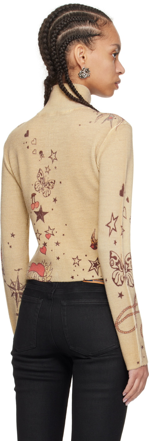 GUESS USA Taupe Printed Sweater