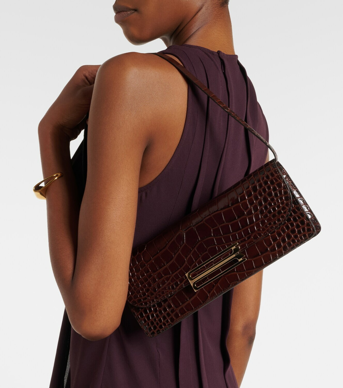 Victoria Beckham Dorian East-West croc-effect leather clutch