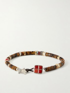 Peyote Bird - Sterling Silver, Tiger's Eye and Coral Beaded Bracelet