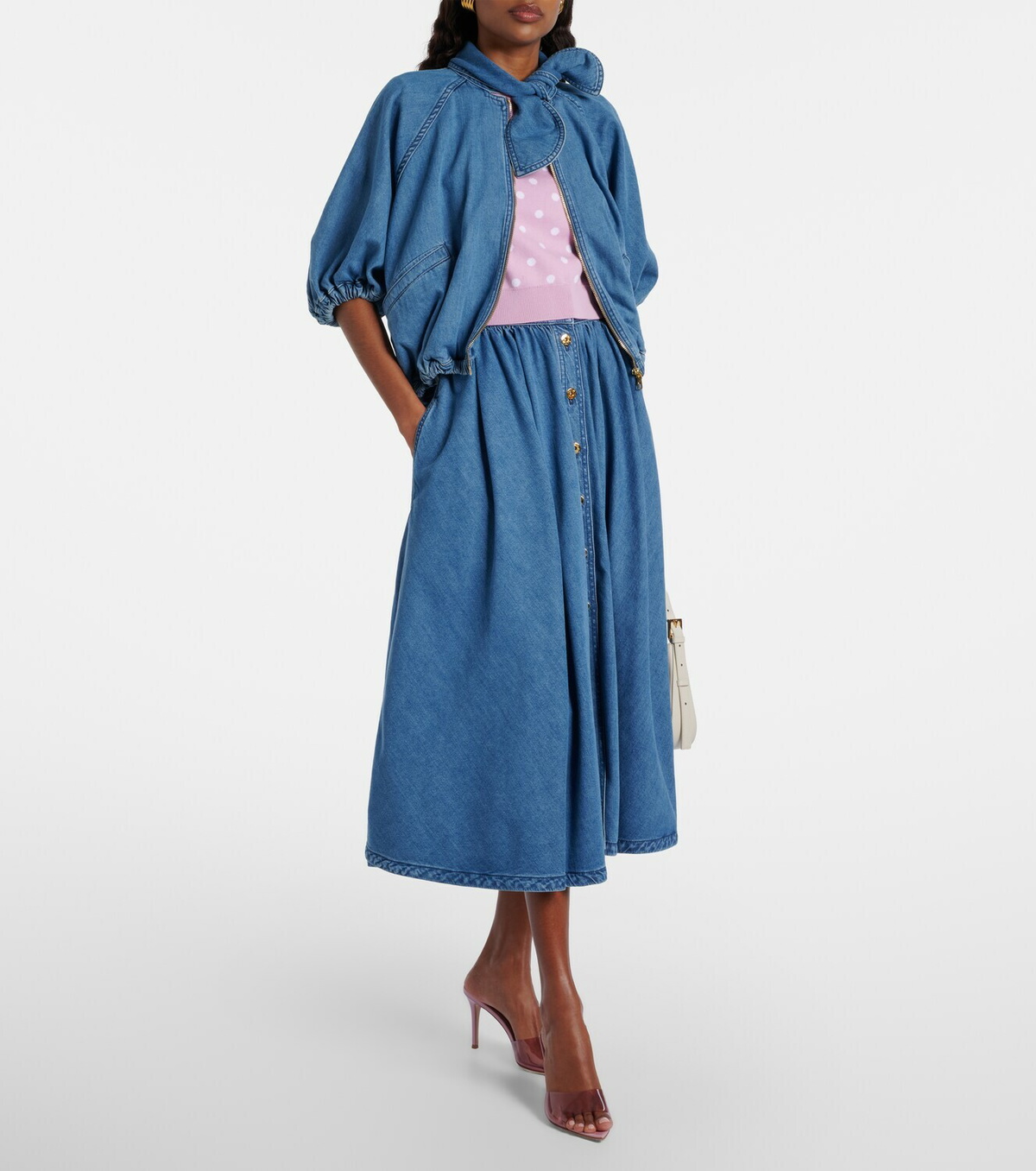 Patou Tie-neck denim jacket