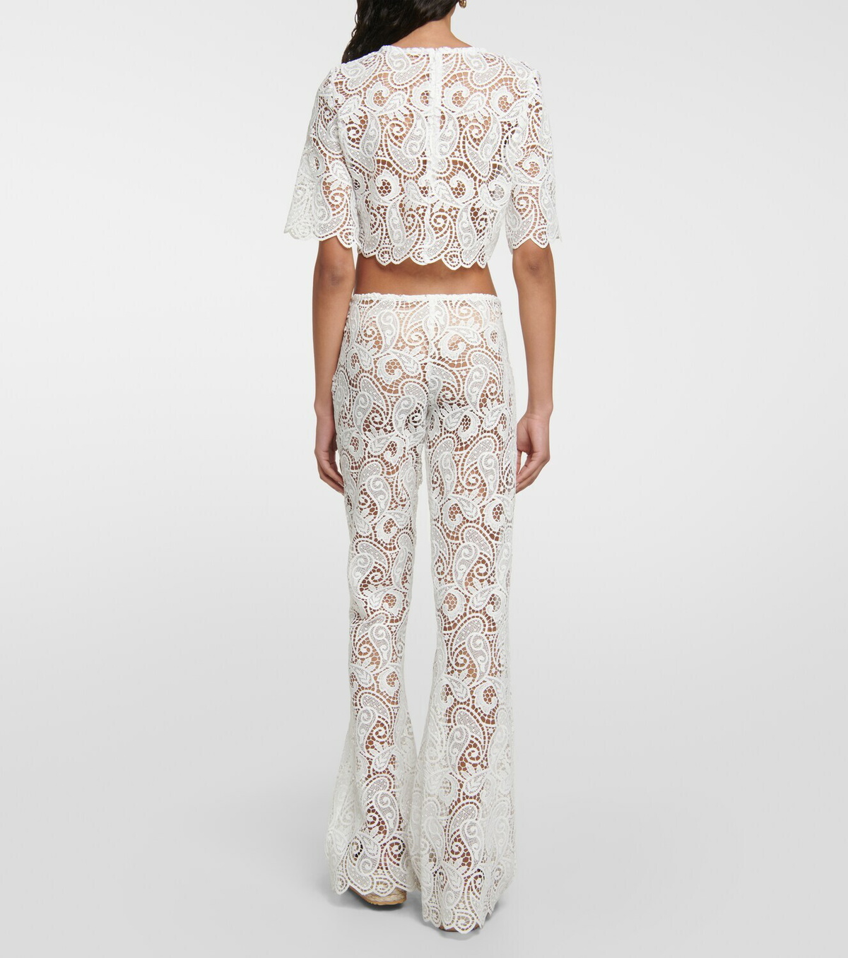 Dodo Bar Or Scalloped mid-rise bootcut lace pants