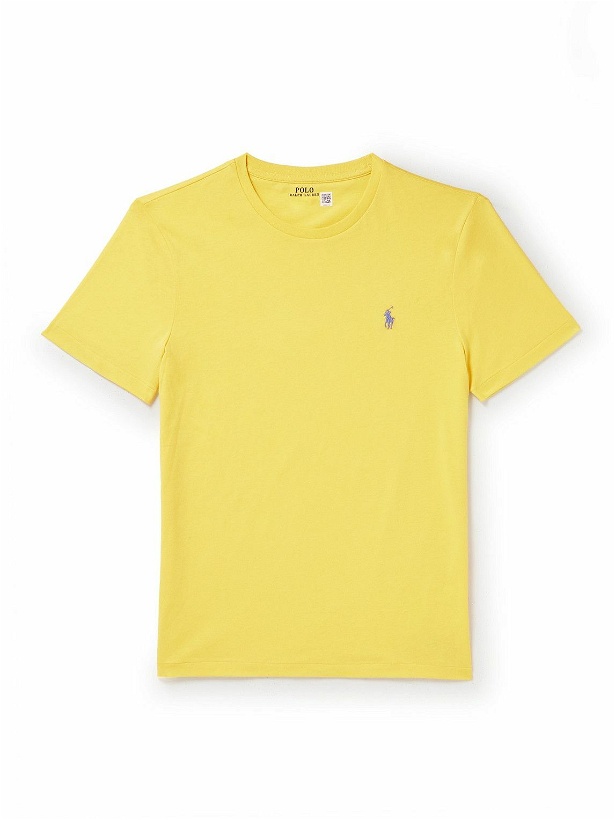 Photo: Polo Ralph Lauren - Logo-Embroidered Cotton-Jersey T-Shirt - Yellow