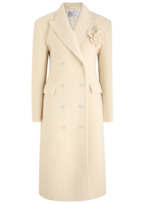 Photo: Giuseppe DI Morabito Floral Double-breasted Coat Off White