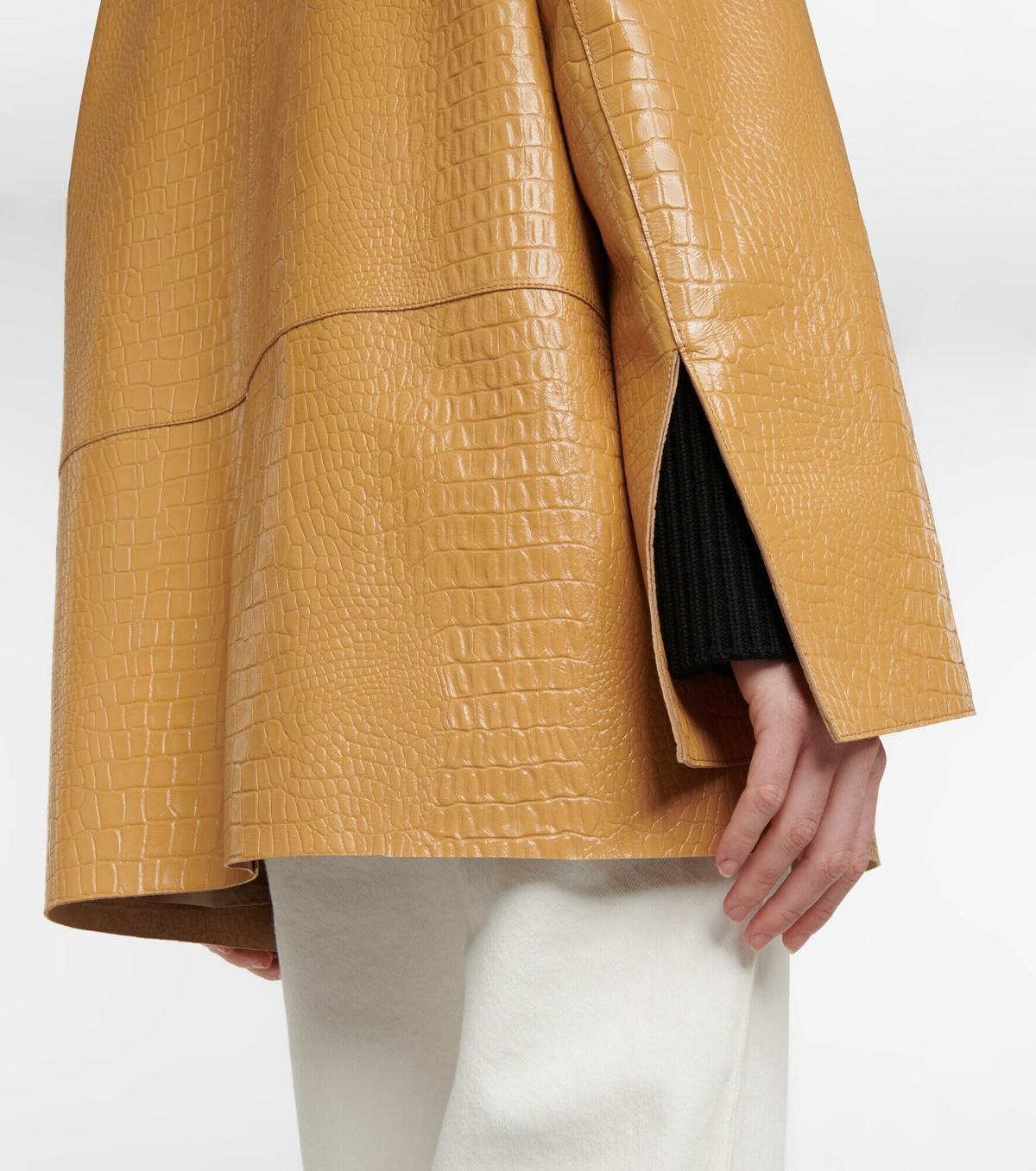 Beeombi Croc Embossed Leather Blazer Dress