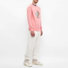 Maison Kitsuné Men's by Olympia Le-Tan Coffee Fox Crew Sweat in Bubble Gum Pink