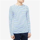 Armor-Lux Men's Long Sleeve Mariniere T-Shirt in White/Mid Blue