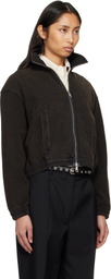 mfpen Black Cropped Leisure Zip Up Sweater