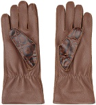 Bottega Veneta Brown Crocodile-Effect Leather Gloves