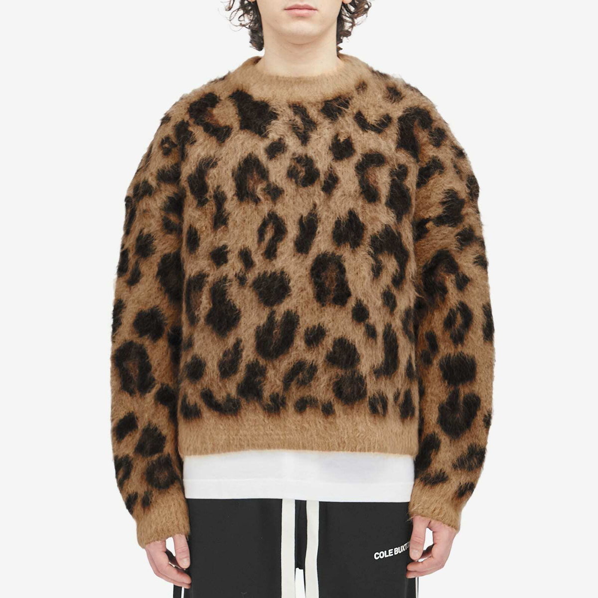 Cole Buxton Men's Leopard Knit Sweatshirt in Leopard Print