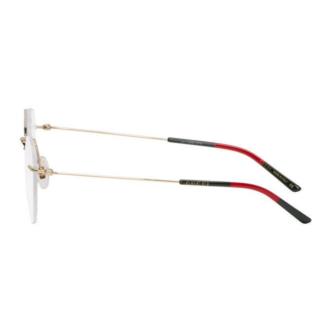 Gucci Gold Rimless Pilot Glasses Gucci