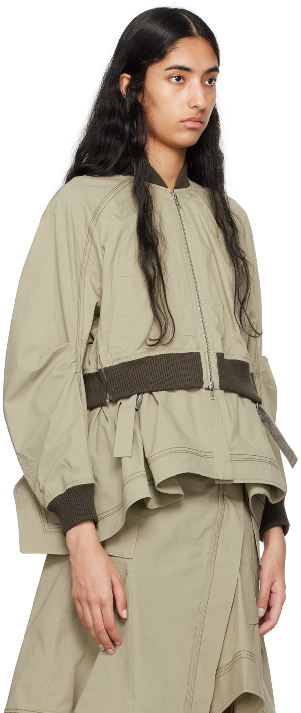 3.1 Phillip Lim Khaki Layered Flounce Bomber Jacket