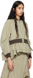3.1 Phillip Lim Khaki Layered Flounce Bomber Jacket