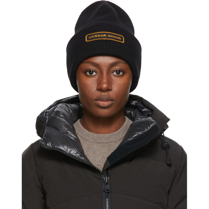 Canada Goose Black Emblem Beanie Canada Goose
