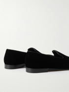 Manolo Blahnik - Mario Grosgrain-Trimmed Velvet Loafers - Black