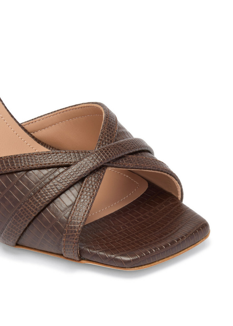 Malone Souliers Perla 70 Embossed Leather Heeled Sandals Brown