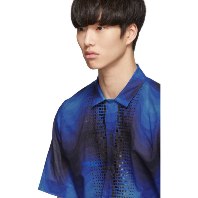 Dries Van Noten Blue Verner Panton Edition Sequin Carlton Shirt