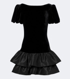 Rixo Anabella tiered velvet minidress