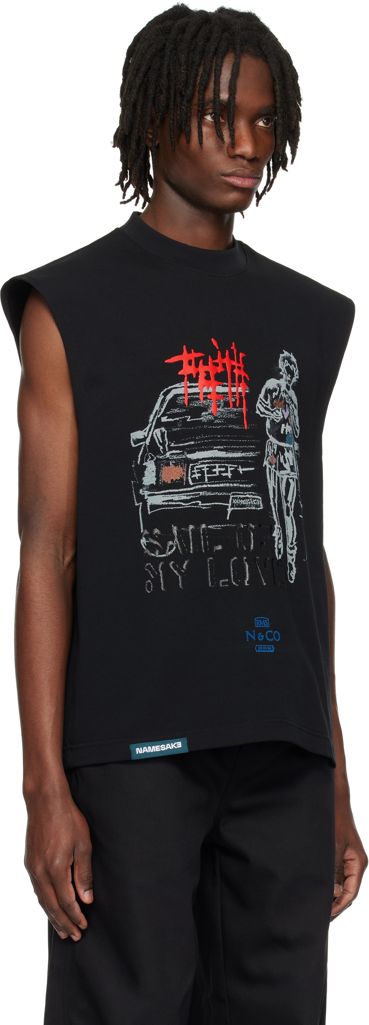 NAMESAKE Black Evans Terry Fox Tank Top