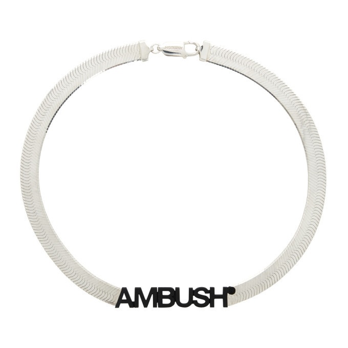 Photo: Ambush Silver Logo Herringbone Necklace