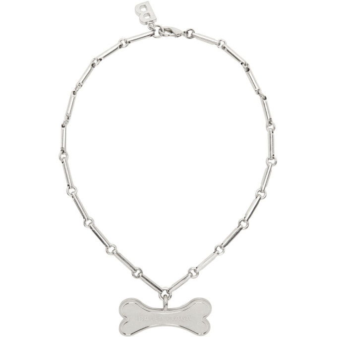 Photo: Balenciaga Silver I LOVE PETS Bone Necklace
