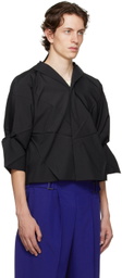 132 5. ISSEY MIYAKE Black Solid Shirt
