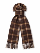 CELINE - Checked Fringed Cashmere Scarf