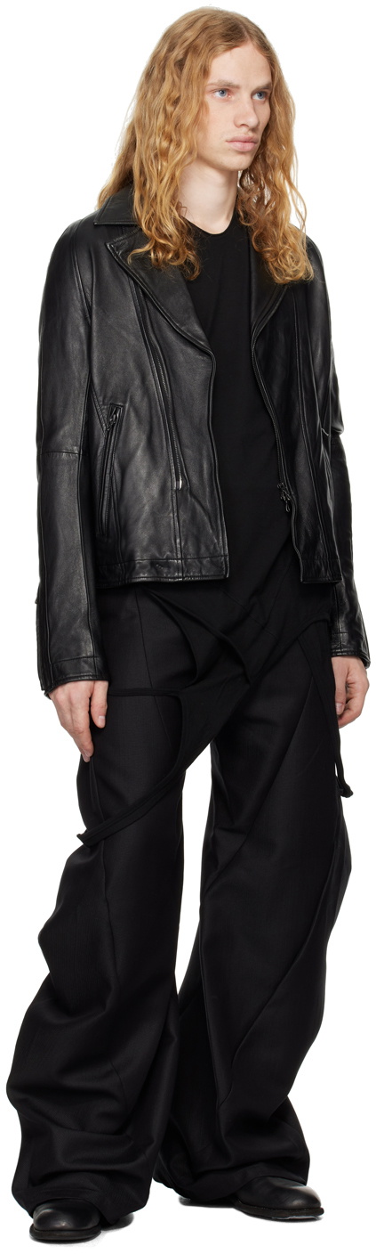 Julius Black Grained Leather Jacket
