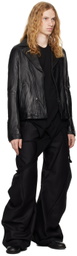 Julius Black Grained Leather Jacket