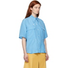 Stella McCartney Blue Silk Button Detail Shirt