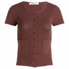 Peachy Den Women's Marie Knit Polo Top in Chocolate
