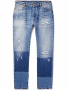 Moncler Genius - 8 Palm Angels Skinny-Fit Panelled Distressed Jeans - Blue