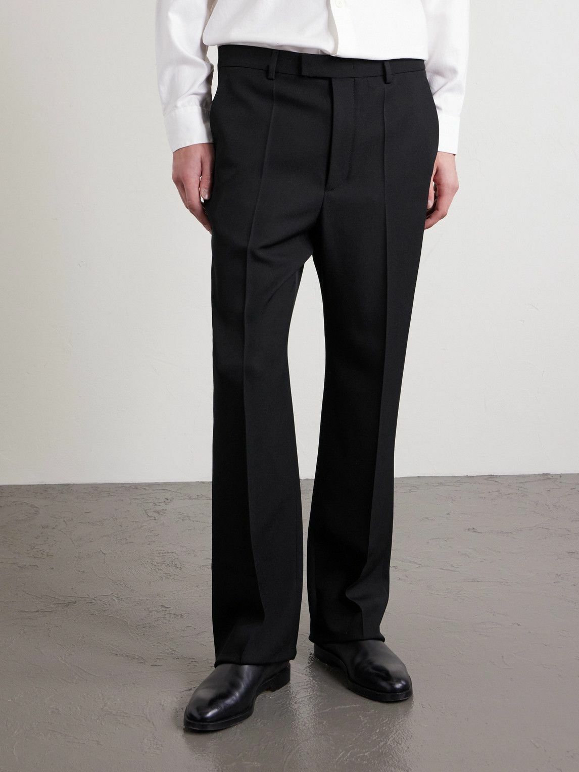 Valentino Garavani - Straight-Leg Pleated Grain de Poudre Wool Trousers - Black