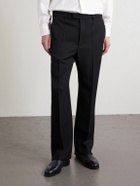 Valentino Garavani - Straight-Leg Pleated Grain de Poudre Wool Trousers - Black