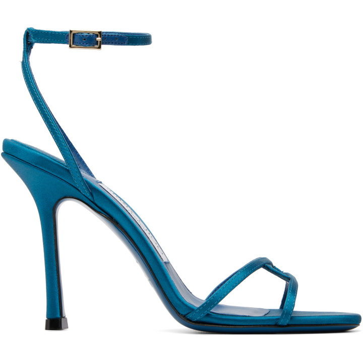 Photo: Jimmy Choo Blue 1998 Leo 100 Satin Heeled Sandals
