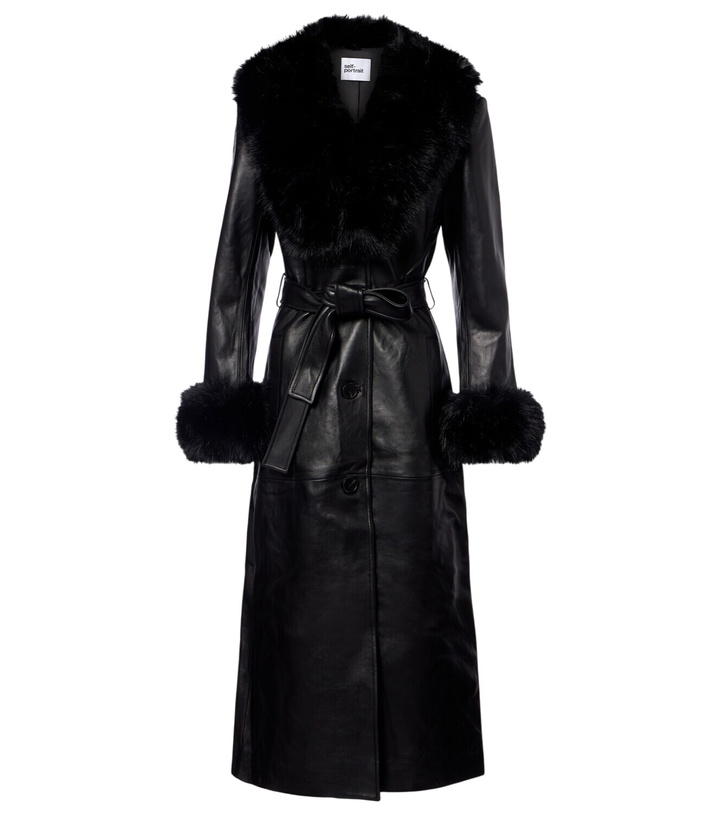 Photo: Self-Portrait Belted leather coat